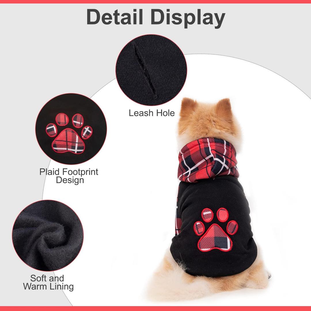 KOOLTAIL Plaid Dog Hoodie Pet Clothes Sweater with Hat and Pocket for Small Medium Large Size Dogs, Soft Winter Warm Dog Cold Weather Coat, Fleece Fall Dog Hooded Sweatshirt for Puppy Cats,Blue XL/XXL