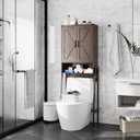 Over The Toilet Storage Cabinet with 2-Door Design Bathroom Organizers and Storage with Anti-Tip Device Over Toilet Organizer with Shelves for Bathroom,Restroom,Laundry Espresso, 23.46" W x 9.96" D x 67.28" H