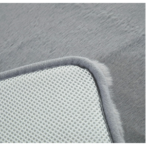 Dearfoams 2 Piece Faux Fur Memory Foam Bath Rug Set, Silver