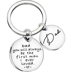 Dad Gift from Daughter Son Key Chain Men Wedding Gifts Fathers Day Dad you will always be the first man i ever loved