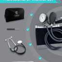 Professional Blood Pressure Cuff and Stethoscope Kit & Carrying Bag with Penlight, Aneroid Sphygmomanometer for Medical Students & Home Adult BP Monitoring, Gray