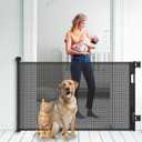 Retractable Baby Gate for Stairs, 34"Tall Expands 55"Wide Ideal Safety Solution Dog Gate for Stairs Doorways Hallways Indoor/Outdoor Mesh Baby Gate Retractable Screen Door(Black,86CMx140CM)