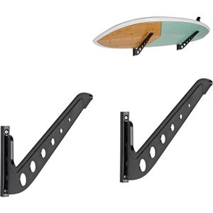 Multi Board Surf Rack Wall Mount for Surfboard, Wakeboard, Snowboard Storage, Adjustable Wall Hangers Boards Display (1 Level, Black)