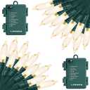 Christmas Lights, Battery Operated String Lights 18ft 50 LED 8 Modes with Timer for Christmas Tree Wreath Party Home Indoor Outdoor Decor, Waterproof, Warm White, 2 Pack