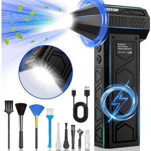 Electric Air Duster with Flashlight, HSTOP 180000RPM Compressed Air Duster Turbo Fan(10000mAh), Multipurpose Jet Fan, High-Speed Air Blower with 4 Gear, Electric Air Blower Duster with Assist Lighting