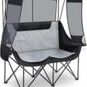 Teenyyou Double Camping Chair with Canopy Shade 660lbs Heavy Duty Beach Chair, Portable Folding 2 Person Camping Loveseat with Cup Holder and Storage Bag for Lawn Beach Outdoor Sport(Black and Grey), 47.2 x 20 inches