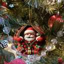 3 x 2025 Christmas Tree Fun Santa Claus Decorations, Christmas Ornaments 2025Painted Glass Style, Unique Acrylic Hanging Decorations