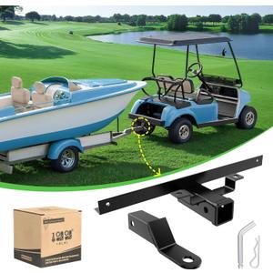 10L0L Golf Cart Trailer Hitch Fit for Club Car DS 1982-up Models Fits on Backseat Footrest Compatible with Cargo Boxes, black