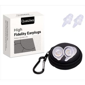Concert Ear Plugs for Noise Reduction - Hearing Protection for Motorcycles, Musicians, Music Festivals, Work Ultra Comfortable 25dB Noise Cancelling Reusable High Fidelity Earplugs, Clear