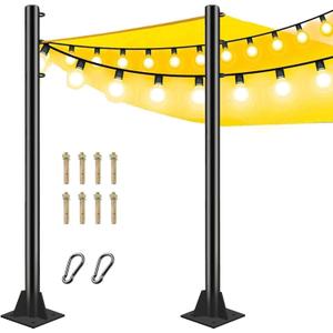 2025 Upgraded Sun Shade Sail Pole 9Ft Outdoor Sunshade Sail Post Support Awning Canopy Heavy Duty Metal Pole Kit for Outside Patio Garden Deck Playground Backyard