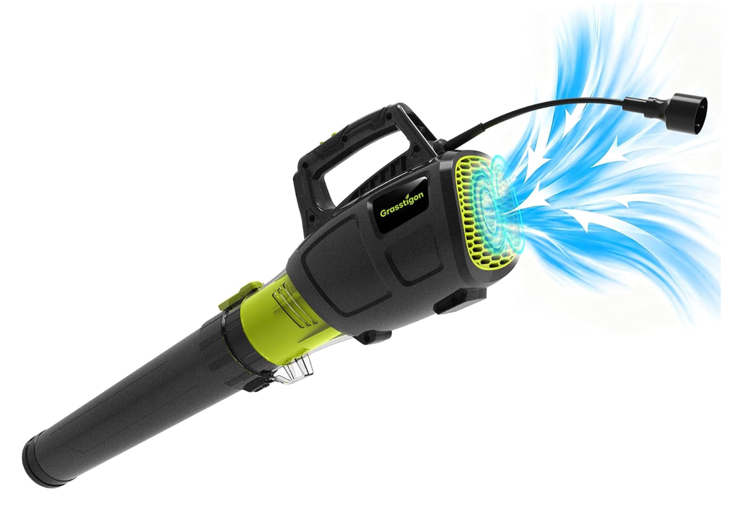 Grasstigon 13A Electric Leaf Blower Corded, 600CFM / 250MPH, 2 Speed Modes | 120V Powerful Lightweight Handheld Blowers for Lawn Care, Patio Cleaning, Blowing Leaves, Dust (BLACK & GREEN)
