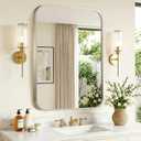 Brushed Nickel Bathroom Mirror for Over Sink, 30"x36" Aluminum Frame Rectangle Wall Mirror, Modern Decorative Vanity Mirror for Living Room, Bedroom
