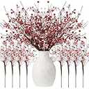 8 Pcs Christmas Decoration Xmas Tree Picks Ornaments White Curly Red Candy Cane