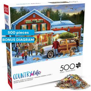 Buffalo Games General Store at Christmas Jigsaw Puzzle  500 Piece Christmas Puzzle for Adults, Winter Holiday Art by Greg Giordano