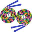 Coolrunner 16 FT Long Jump Rope(2 PACK), Double Dutch Jump Ropes, Soft Beaded Skipping for Kids Adults, Plastic Segmented Long Enough for 4-5 Jumpers (Blue)