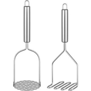 2 x 2PCS Mashed Potato Masher - Stainless Steel Potato Smasher, Masher Kitchen Tools & Utensils for Avocado, Bean, Salad, Vegetables, Fruit, Food, Meat Smasher Tool for Ground Beef