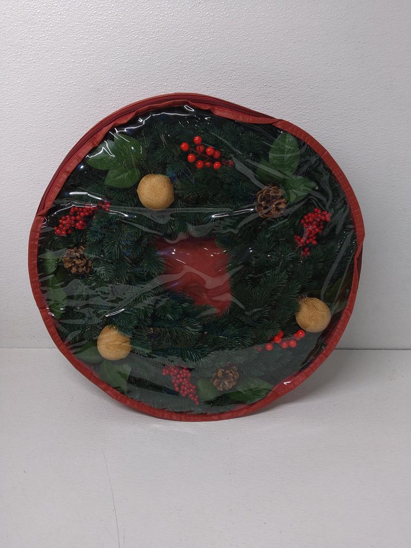 24 Inch Prelit Artificial Christmas Wreath with Lights,Lighted Xmas Wreaths for Front Door with 60 LED Battery Operated 8 Modes Remote Control Timer,Indoor Outdoor Wall Christmas Decorations