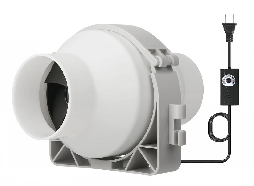 4 Inch Inline Duct Ventilation Fan Pipeline Pressurization Exhaust Fan with Speed Controller 282 CFM Copper Motor for Bathroom Grow Tents Hydroponics