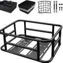 RAYMACE Bike Basket Rear Rack with Cargo Net, Liner and Waterproof Cover,Heavy Duty Bicycle Basket Perfect for Electric Bike