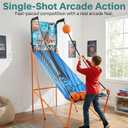 SereneLife Dual Shot Basketball Arcade Game with Electronic Scorer, 8 Game Modes, Indoor Outdoor 2 Player Basketball Shooting Game, Foldable Arcade Set with 5 Balls and Pump, One Size