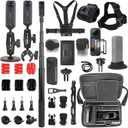 PellKing Accessories Kit for insta360 X5,Included Carrying Case with Belt,2 Pcs Metal 1/4" Adapter,Handlebar Clamp,Magnetic Mount,43in Selfie Stick,Chest Strap,Head Strap,Backpack Mount,and Others