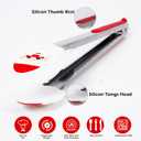 Kitchen Tongs, Premium Stainless Steel, Food-Grade Silicone Tips with Christmas Design, Heat Resistant 500F, 2-Piece Set (9'' and 12'')