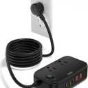 VPSUN Power Strip with USB C - 40W Charging Station with 2 Outlets 3 USB C & 2 USB A - Charger for Multiple Devices, 5Ft Flat Plug Extension Cord for Travel Cruise Ship Office Dorm (Black)