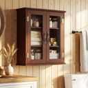 ChooChoo Bathroom Wall Cabinet, Medicine Cabinet with Acrylic Doors, Wall Mounted Over The Toilet Storage Cabinet with Adjustable Shelves for Bathroom, Kitchen, and Laundry Room, Walnut