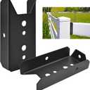 LukLoy 50 Pack 2x4 Brackets for Wood Rail, Black Deck Railing Brackets Connectors for 2" X 4" ( Actually 1.5" X 3.5" ) Wood Post, 20-Gauge Fence Brackets, Screws Not Included