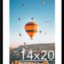 JCJMY 14x20 Picture Frame with 11x17 Mat, Display Photo 11x17 with Mat or 14 x 20 Without Mat, Wall Hanging Large 14 by 20 Poster Frame with Plexiglass, Black