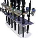 Rush Creek Creations Reel Salty Gray/White/Blue 11-Rod Marine Grade Fishing Rod Holder - Bi-Level Design, UV-Resistant, 100% Waterproof for Garage and Dock