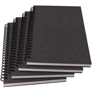 Notebook Spiral Journal Lined, A5, 100gsm Thick Paper & Hard Kraft Cover, 60 Sheets (120 Pages), 8.4" x 6", Gray, 4 Pack