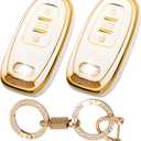 for Audi Key Fob Cover with Keychain, 3-Button Key Case, TPU Protector Compatible with A4 A5 A6 A7 A8/Q5 Q7/S3 S4 S5 S6 S7 S8 SQ5/R8 RS5 RS7