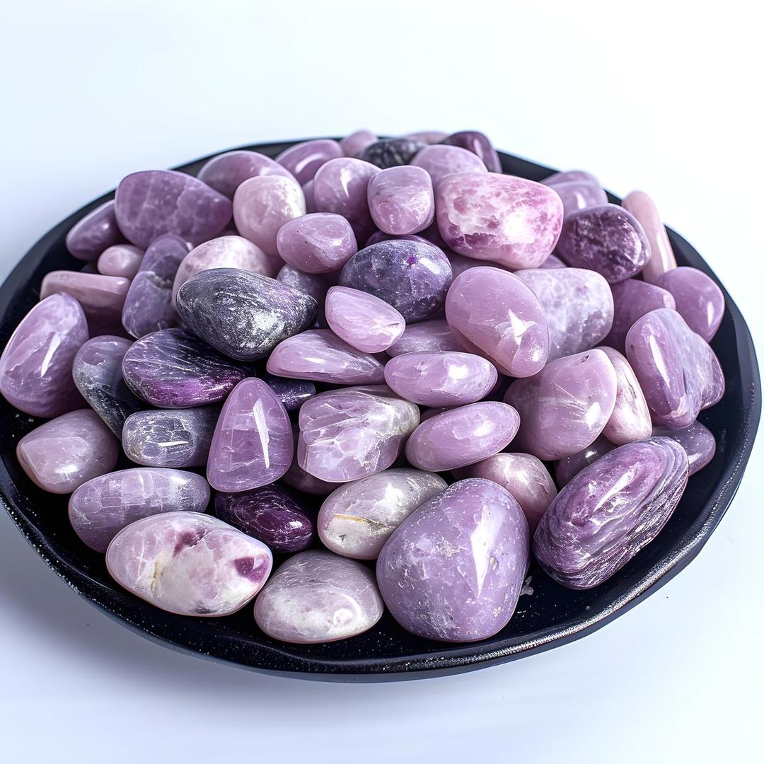 Polished Lepidolite Crystals Stones, 0.5" Handpicked Natural Tumbled Gemstones Rocks Agate Jasper, Pebbles for Reiki, Chakra, Healing Home Decor