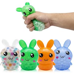 Squishy Easter Bunny,Easter Basket Stuffers Stress BallsToys for Kids Adults,4Pack Bunny Squeeze Ball Stress Relief Fidget Toys Easter Party Favor Gifts