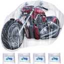 4 Pcs Motorcycle Cover,Disposable Clear Plastic Moped Cover Medium XXL  Waterproof Protection Dust Outdoor Rain Cover for Harley,Davidson,Yamaha,Suzuki,Honda, Kawasaki, (Indoor Universal)