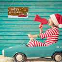 Jetec 3 Pcs Christmas Sign Merry Christmas Decoration Small Let It Snow SignWood Hanging Xmas Ornament Happy Holidays Wall Decor with Rope for Home Door Wall Room Kitchen Farmhouse Indoor Outdoor