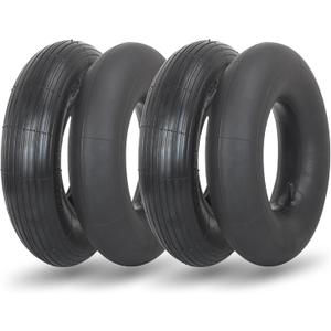 4.00-6 Replacement Tire and Inner Tube Set, 2 Pack, 13" Heavy Duty Tire and Wheel, TR-13 Straight Valve Stem, for wheelbarrow Trolley Dolly Garden Wagon Wheel Replacement