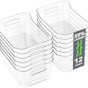 Tiawudi 12 Pack Plastic Storage Bins, MultiUse Organizer Bins, Pantry Organizer, Clear Storage Containers for Home, Kitchen, Office, Cabinet, Shelf and Fridge Organization