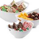 LAUCHUH Serving Bowls with Handles, Porcelain Serving Dishes White Nesting Bowls Mixing Bowl Set Salad Bowls for Entertaining, Party, Thanksgiving, Christmas, Baby Shower, Set of 3, 15/28/49 oz