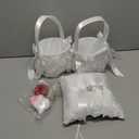TRUE LOVE GIFT 2 Flower Girl Baskets and Ring Bearer Pillow Set with 500 pcs Silk Rose Petals for Weddings, Set of 4