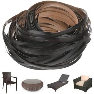 M METERXITY Wicker Repair Kit, 100Ft Plastic Flat Rattan Replacement Supplies Material for Patio Furniture Repair/Basket Making/Chair Weaving, Synthetic Woven Rattan [Black]