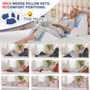 WSOFRLAC 4PCS Bed Wedge Pillow for Sleeping and Sitting Up, Orthopedic Memory Foam Pillow Set for Back Pain, Post Surgery Recovery, Acid Reflux, GERD Relief, Triangle Shape, Blue White