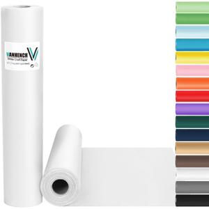 Vanhench White Wrapping Paper 17.5"x1200"(100'), White Easel Painting Drawing Paper Roll Kids Art Supplies, Chart Poster Bulletin Board, Floor Covering Arts Crafts Gift Wrap 80GSM 55LB