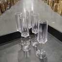 JLYLOL 48 Pcs Clear Hexagon Plastic Champagne Flutes Luxury Toasting Glasses 6OZ Elegent Ribbed Champagne Glasses Plastic Goblets Stemmed Drinking Cups for Parties, Wedding Bride