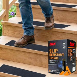S&X Stair Treads Non-Slip Outdoor Grip Tape, 12-Pack, 6 x 30 Pre-Cut Anti Slip Tape, Black