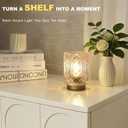 Battery Operated Lamp,Cordless Samll Glass Accent Lamp with Timer for Nightstand,Warm White Cozy Ambient Decorative Table Lamps for Shelf/Dorm/Office Cubicle/Desk/Entryway/Bedside(Iridescent Clear)
