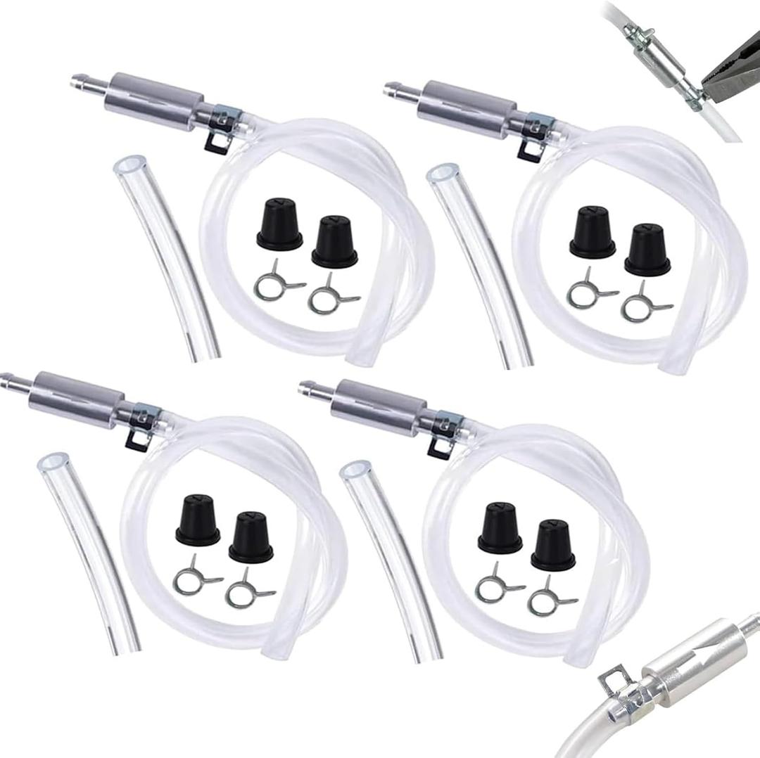 4 PCS Universal Brake Fluid Deflerator, Brake Bleed Hose, Brake System Bleeding Tools, Auto Motorcycle Clutch One-Way Check Valve Tube Deflation Tool Kit Hose with Metal Clamp (4 PCS)