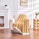 CozeCube Super Soft Fullfy Microfiber Reversible Knitted Blankets, Warm Cozy Fuzzy Plush Throw, Orange and White Melange Throw Blanket for Couch Bed Sofa, 50" x 60"