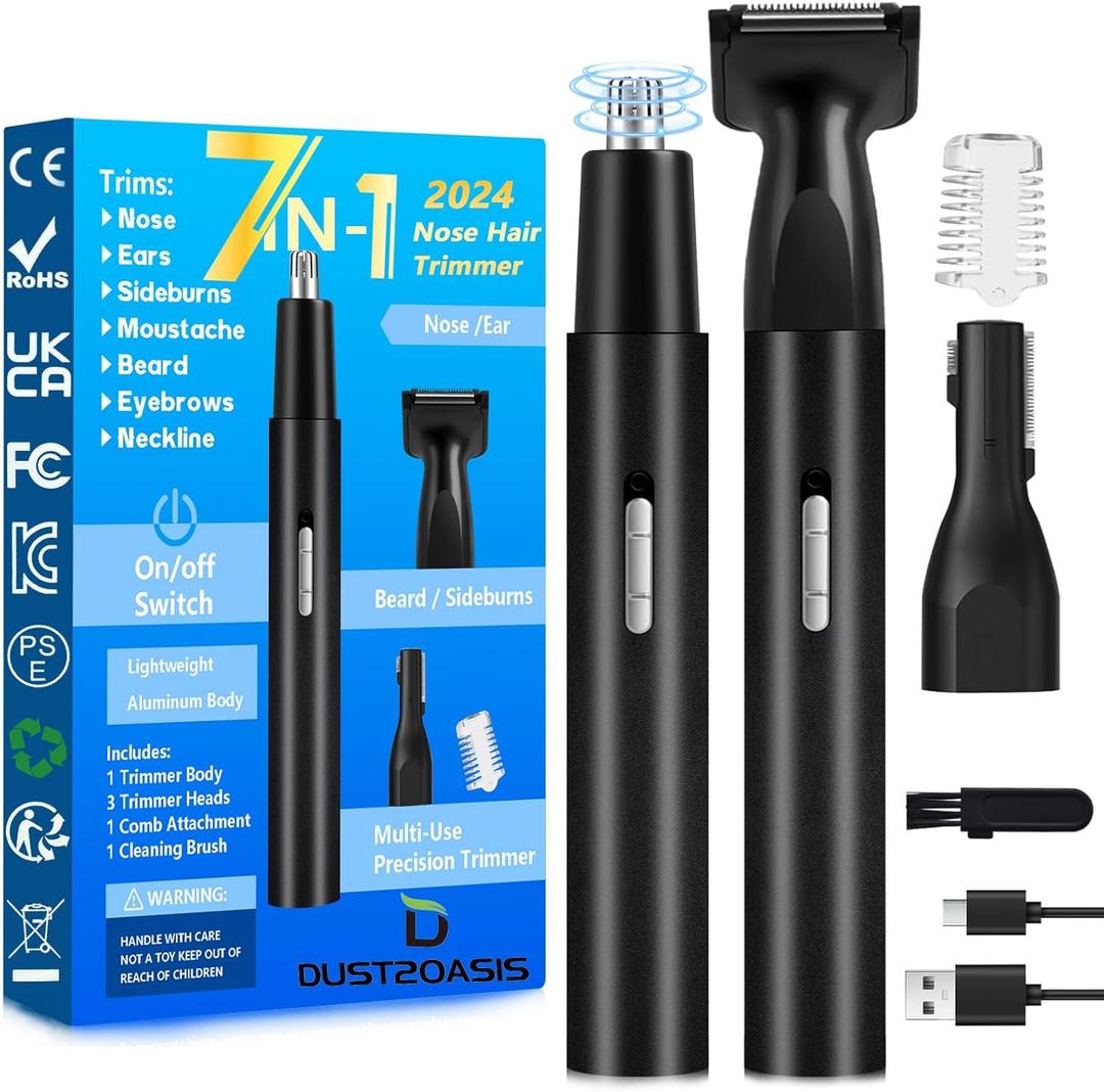 Nose Hair Trimmer for Men Women-2025 All-in-1 Professional Use for Nose Ear Hair Trimmers Clipper Pro-14,000RPM Motor,2 hrs Rechargeable Hair Trimmer Set with Dual Edge Blades